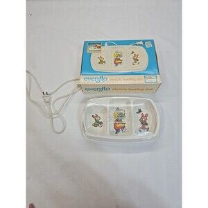 Vintage Evenflo Divided Baby Electric Feeding Dish Bunny Rabbit 1981